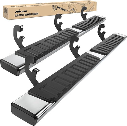 Nilight Running Boards for 2019-2026 Chevy Silverado/GMC Sierra 1500 Double Cab 2020-2026 Silverado/GMC Sierra 2500HD 3500HD 6 Inch Stainless Steel Bolt-on Side Step Nerf Bars