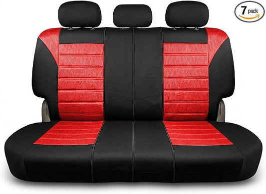 FH Group Automotive Car Seat Covers Rear Set Premium 3D Air Mesh Seat Covers, Airbag Compatible and Split Bench Cover Universal Fit Interior Accessories for Cars Trucks and SUVs - Red