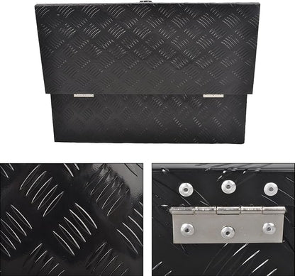 30” Heavy Duty Aluminum Truck Bed Tool Box 5 Bar Tread Waterproof Truck Tool Box Storage Organizer，Truck Box with Side Handle, Lock & Keys,Black (30"X13"X10")
