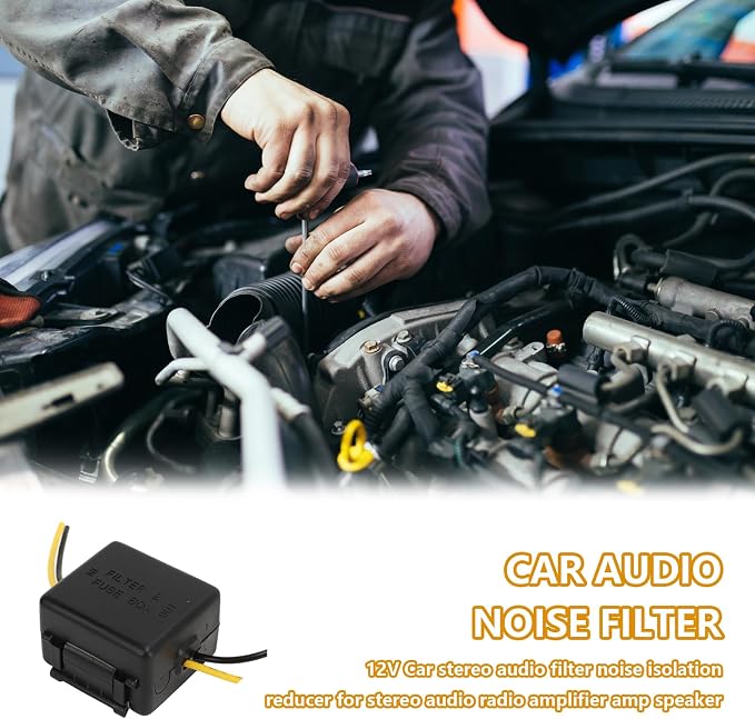 2Pcs Car Stereo Noise Filter, 12V Car Power Filter, 3.93in Amplifier Noise Filters, ABS Cars Radio Power Filters for Cars Stereos Receivers, Equalizers, Amplifier, Speaker