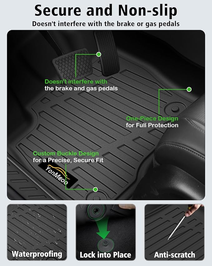 Floor Mats & Trunk Mat Custom for Jeep Grand Cherokee & Dodge Durango 2016-2021/Grand Cherokee WK 2022 (Not for L) All Weather TPE Rubber Cargo Liner Automotive Full Set Accessories- Black