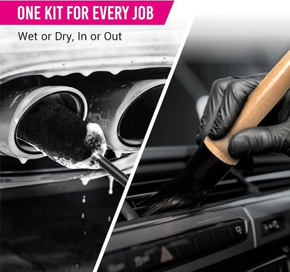 H.O.W 3pcs Car Wheel Rim Tire Brushes for Cleaning Tires, Detailing & Tire Scrub Brush Kit