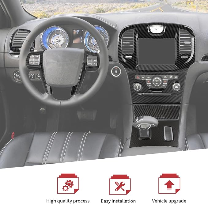 JeCar 16pcs Full Set Carbon Fiber Interior Trim Kit for 2011-2014 Chrysler 300/300C