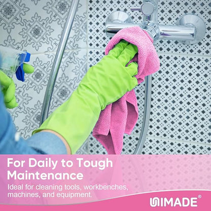 UNIMADE Microfiber Cleaning Cloth, 100 Sheets Microfiber Towels for Cars Commercial Grade Washcloths Lint-Free Bulk Shop Towel Cleaning Rags for Household Restaurant Garage Housekeeping,11"x 9", Pink