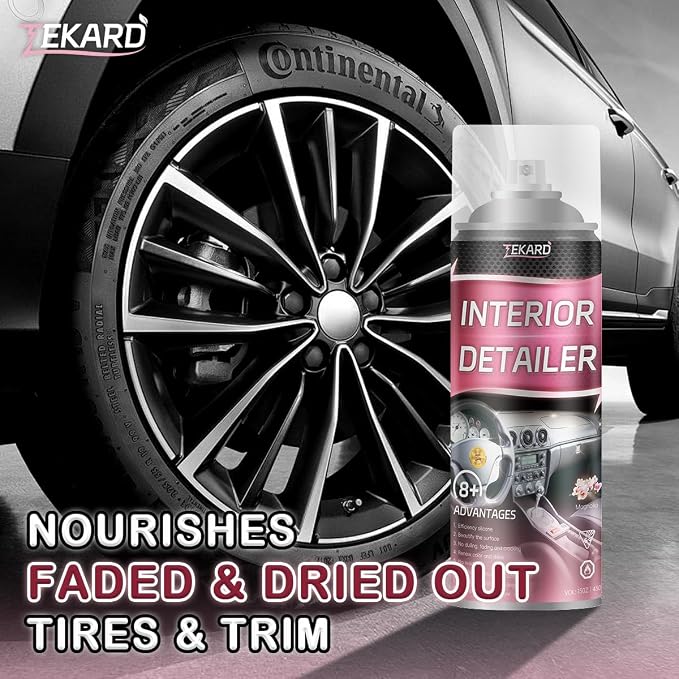 Car Interior Cleaner, Leather Cleaner, 15 oz. Large-Capacity Interior Detailer in Iron Can, Wheel Cleaner, Suitable for Cleaning Rubber, Plastic, and Leather Surfaces Inside Vehicles (2 Bottle)