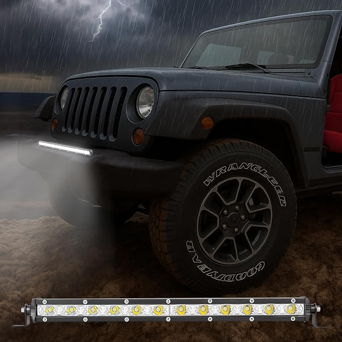 Zmoon 12 Inch LED Light Bar, 72W Spot Flood Combo Beam Light Bar, 8000 lm 6500K White, IP67 Waterproof Offroad Light Bars for Trucks, SUVs, ATVs, Boats