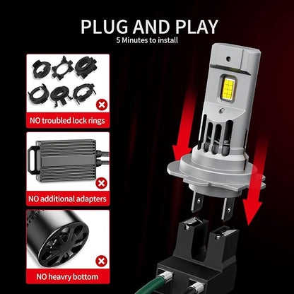 Latest 𝖧𝟩 Bulbs, 90,000LM 6500K White Super Bright, 1:1 Halogen Size, 6500K Cool White, No Adapter Required, Easy Install Non-Polarity Off Road Lights, Pack of 2