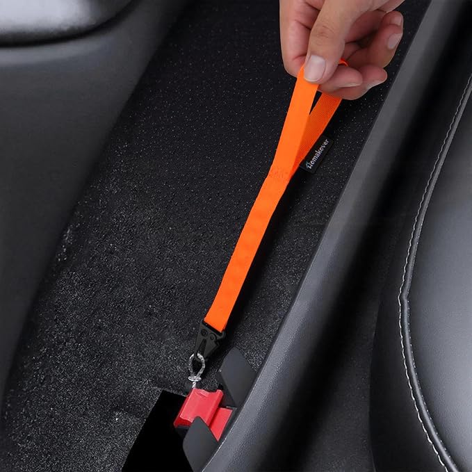 Homakover Pack 2 Vehicle Door Emergency Pull Cords, High Strength Nylon Manual Release Straps, Escape Pull Straps Fit for Tesla Model Y/3 Rear Door, Orange