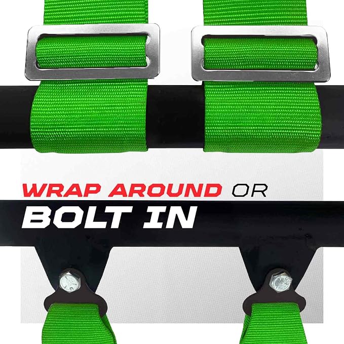 1pc Green 4 Point Harness for Bucket Seat, Latch Release, 9 Color Options, Racing Harness, Race Car, Off Road, UTV, RZR [6000-A1]