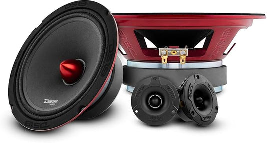 DS18 PRO-X8.4BMPK Mid and High Complete Package - Includes 2X Midrange Loudspeaker 8" and 2X Aluminum Super Bullet Tweeter 1" Built in Crossover - Door Speakers for Car or Truck Stereo Sound System