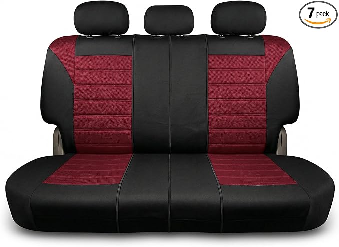 FH Group Automotive Car Seat Covers Rear Set Premium 3D Air Mesh Seat Covers, Airbag Compatible and Split Bench Cover Universal Fit Interior Accessories for Cars Trucks and SUVs - Burgundy