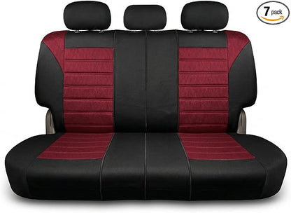 FH Group Automotive Car Seat Covers Rear Set Premium 3D Air Mesh Seat Covers, Airbag Compatible and Split Bench Cover Universal Fit Interior Accessories for Cars Trucks and SUVs - Burgundy