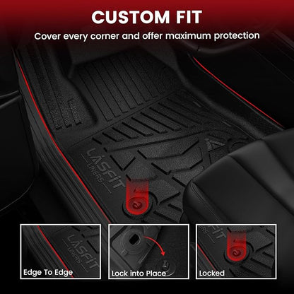 LASFIT Floor Mats for Chevrolet Chevy Suburban/GMC Yukon XL & Yukon XL Denali/Cadillac Escalade ESV 2021-2026 & 7 Seats (Not Fit 8 Seats), All Weather TPE Custom Fit Floor Mats for Cars, 3 Rows
