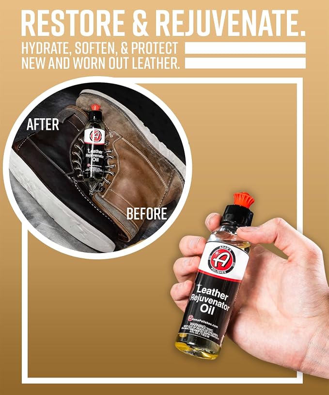 Adam's Polishes Leather Rejuvenator Oil (4oz) - Cleans, Hydrates, Protects All Leather Types, Colors, & Ages - Non Sticky, Non Greasy, & Non Silicone (Pack of 4)