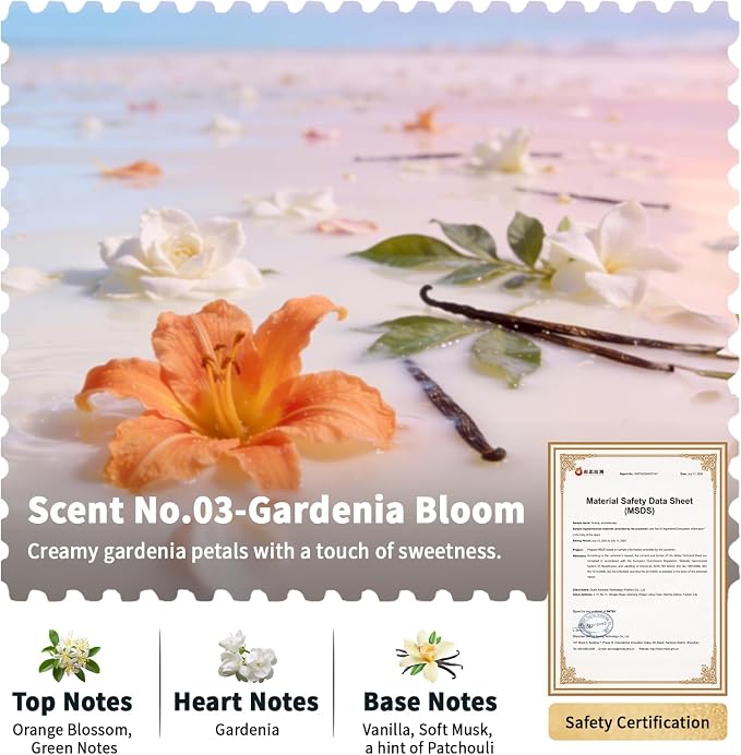 Car Air Freshener Refill, Waterless Essential Oil, Only for SSCILIFE Smart Car Air Freshener, Scent_No.03 Gardenia Bloom