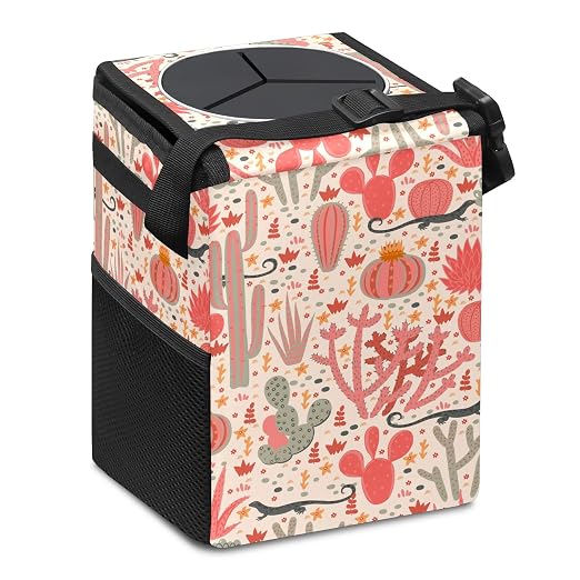 Car Trash Can – Lightweight and Portable with Durable Water-Resistant Coating, No Installation Required, Practical and Ample Capacity,Car Accessories Interior Car Organizer. Cactus
