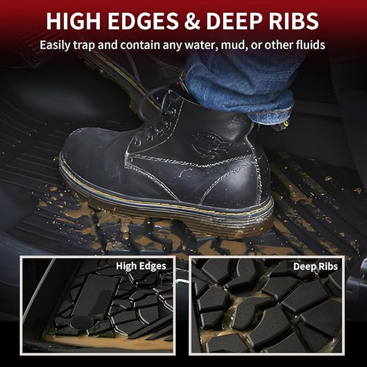 LASFIT Floor Mats & Trunk Mat for Jeep Grand Cherokee 2016-2021 Grand Cherokee WK 2022 All Weather TPE Custom Fit Car Cargo Liner Black