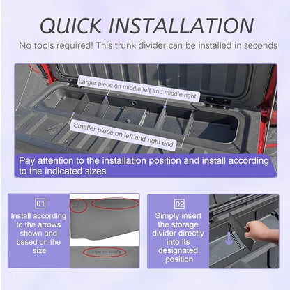 RUNROAD Tailgate Storage Dividers Compatible with 2023 2024 2025 2026 Chevy Colorado and GMC Canyon Accessories, Trunk Divider Center Console Organizer Tray For Colorado Canyon Storage Box (4PCS)