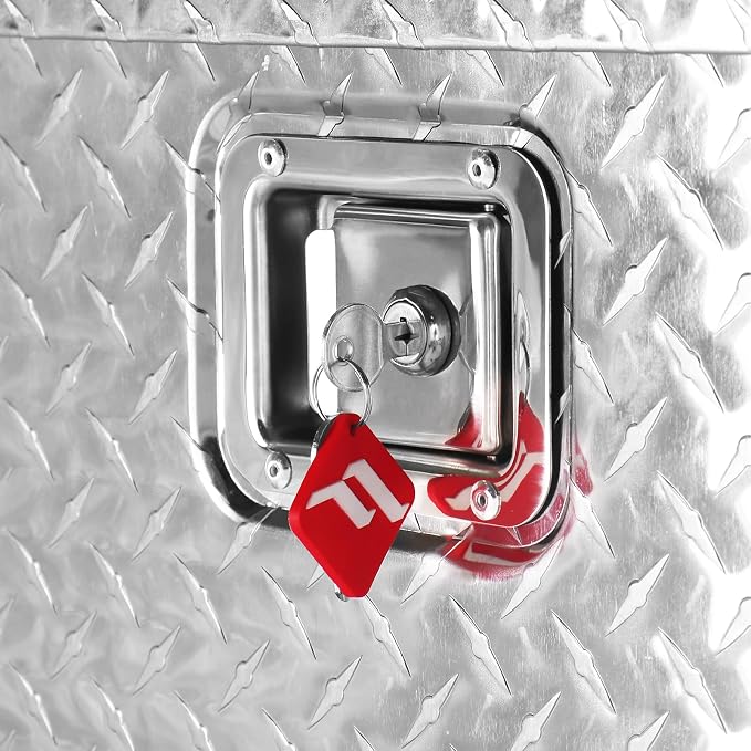 FORWODE 39 Inch Aluminum Truck Tool Box Lockable Truck Bed Tool Box Waterproof Truck Bed Storage Box with Gas Struts & Side Handle Truck Tool Chest for Pickup, Truck Bed, RV, Trailer&Garage (Silver)