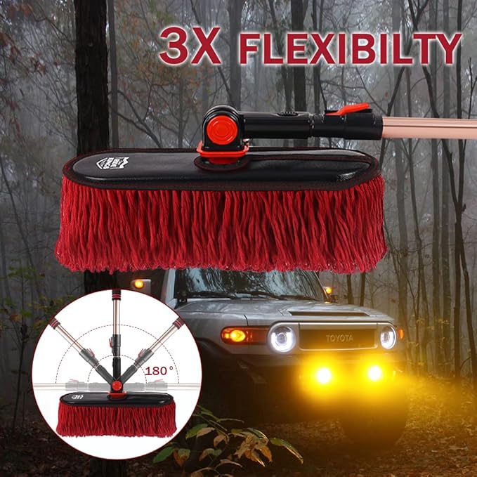 Car Cleaning Supplies Duster, Exterior Scratch Free, Soft Brush Kit for Truck SUV RV Motorcycle, Wax Cotton Hair, Extendable Handle, Car Feather Duster No Lint, Gifts for Men Women