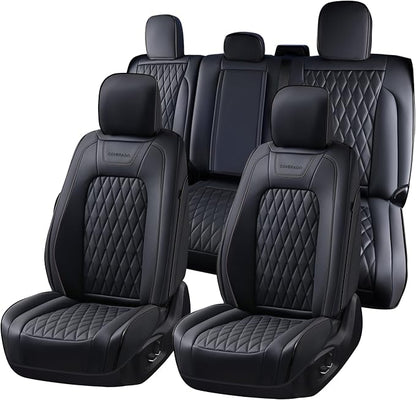 Coverado Leather Seat Covers Full Set Fit for Ford F150 F250 F350 F450, Waterproof Ford F150 Truck Seat Covers Fit for 2015-2026 F150 and 2017-2026 F250 F350 F450 (Black)