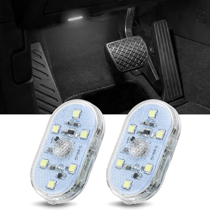 Nilight Wireless Magnetic LED Interior Lights, 2 PCS White USB Rechargeable Universal Mini Sticky Footwell Ambient Atmosphere Reading Lamp with Touch Sensor, Portable Night Lighting for Car Truck