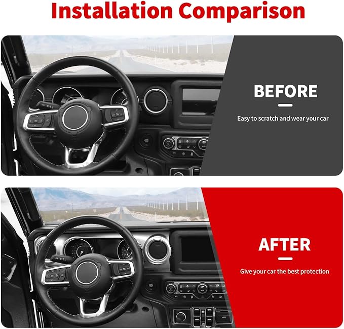 for JL Dashboard Decorative Panel Cover, Center Console Trim Cover Kit Compatible with 2018-2023 Jeep Wrangler JL JLU & Jeep Gladiator JT(Silver)