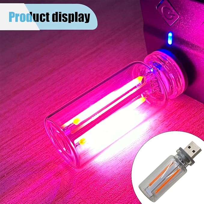 USB LED Atmosphere Light, Plug-in USB Ambient Retro Lamps, Mini LED Car Interface Charging Night Light for Hallway, Bedroom (Pink)