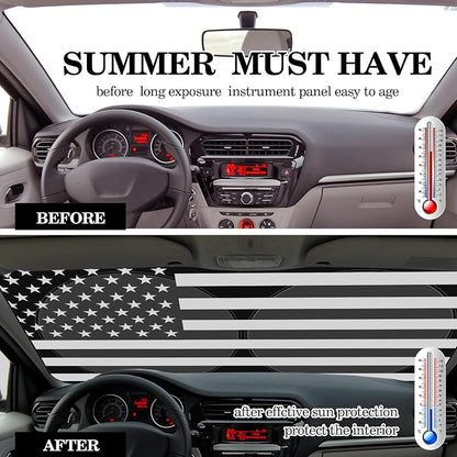 Woanger Windshield Sun Shade Foldable Car Front Window Covers for Car Accessories Sun Heat UV Rays Visor Protector Protection for Universal Cars SUV Truck (Flag)