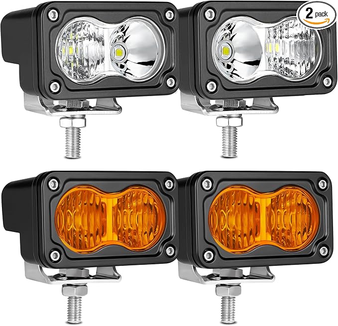LED Pods Amber 3 Inch Off Road Driving Cube Pod Light LED Ditch Work Light Bar Bumper Backup Lights for Truck Pickup ATV UTV SUV 4x4 Motorcycle Boat