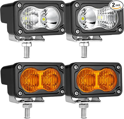 LED Pods Amber 3 Inch Off Road Driving Cube Pod Light LED Ditch Work Light Bar Bumper Backup Lights for Truck Pickup ATV UTV SUV 4x4 Motorcycle Boat