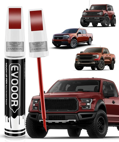 Touch Up Paint for Ford – Exact Match 2 in 1 Paint Pen for Chips and Nicks Repair (Hot Pepper Red Metallic Tinted Clearcoat(EA/M7403A))
