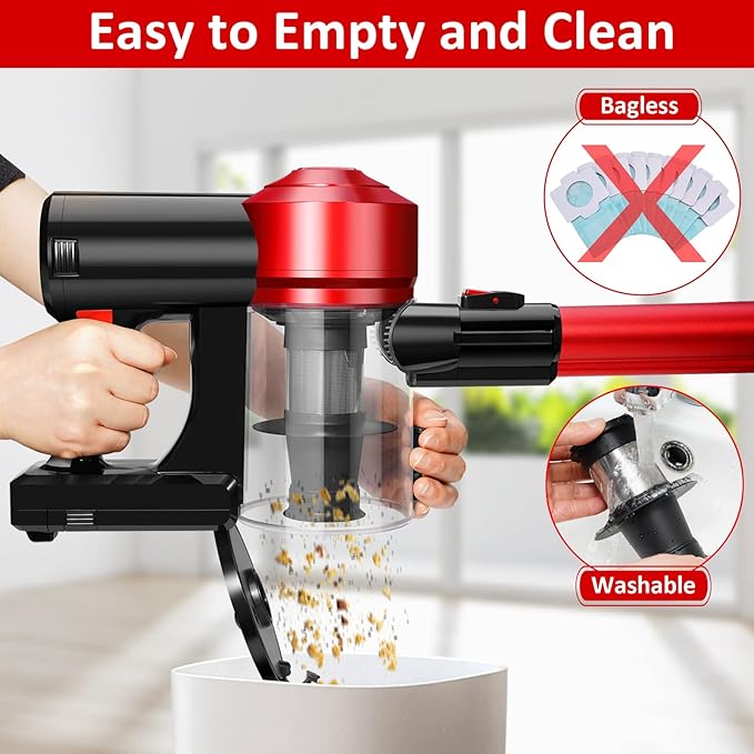 iwoly C150 Cordless Vacuum Cleaner with 2200mAh Rechargeable Battery, 18000Pa Cyclone Vacuum with HEPA Filter, Lightweight Portable Handheld Stick Vacuum for Home Hard Floor Car Cleaning