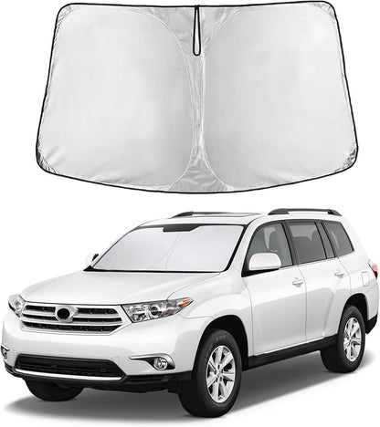 EcoNour Windshield Sunshade Compatible for Toyota Highlander 2008-2011 2012 2013, Sun Visor for Front Windshield & Window Sun Shade Cover, UV Heat Blocker & Protector, Car Accessories