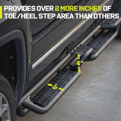 BINARY STAR Running Boards Compatible with 2005-2023 Toyota Tacoma Double Cab, Double Cab Tacoma Side Steps with Bed & Center Access, 6-Inch Carbon Steel Steps