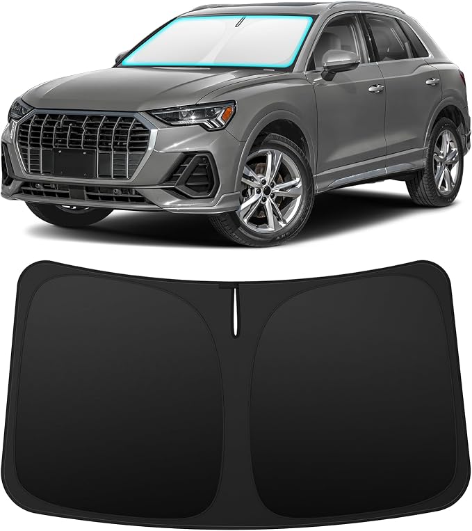 INSAUTO Custom Fit Windshield Sun Shade Accessories for Audi Q3 2019-2026, Foldable Front Window Sunshade, UV & Heat Reflector, Keeps Interior Cool, Includes Storage Bag