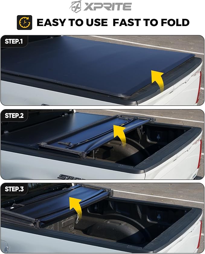 Xprite Soft Tri-fold Truck Bed Tonneau Cover Compatible with 2007-2026 Chevy Chevrolet Silverado/GMC Sierra 1500 5.8FT Bed (69.3")