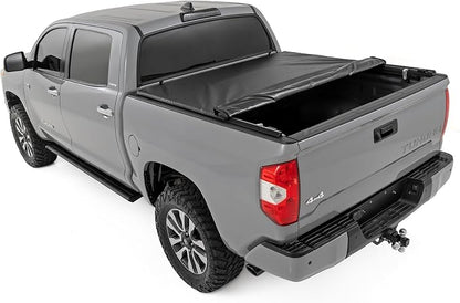 Rough Country Soft Roll-Up Truck Bed Cover for Toyota Tundra (2007-2021) - Fits 5'7 Bed, Weather-Resistant Tonneau Bed Cover