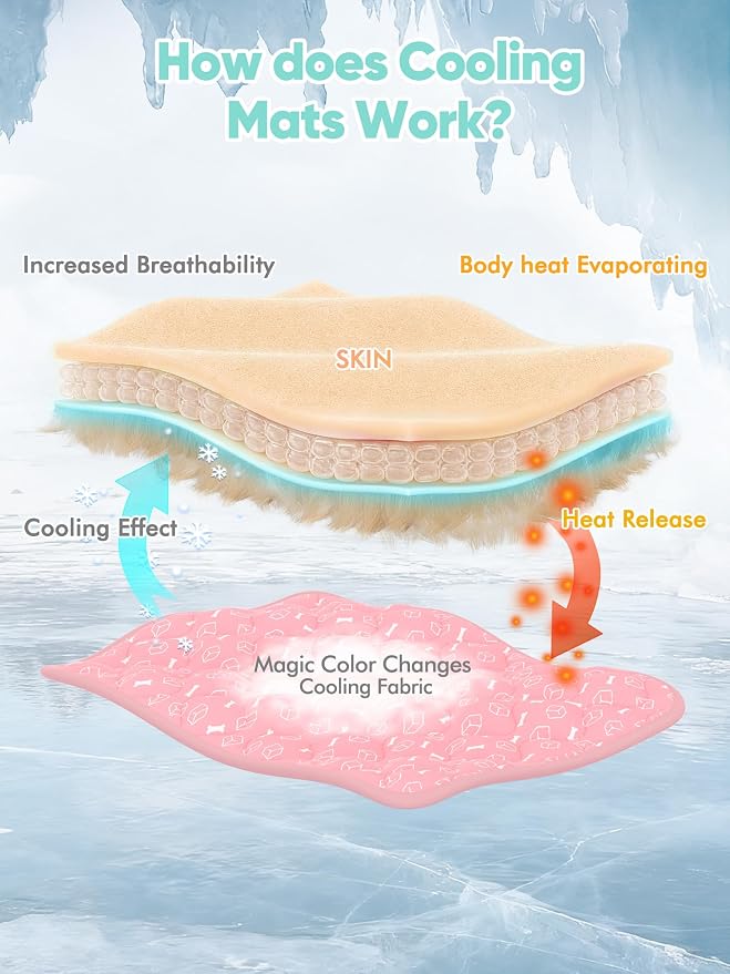 Rywell Dog Cooling Mat 2.0,Soft Blush Pink, 36" x 27" Thick & Durable Cooling Mat for Dogs, Long-Lasting Cool with Waterproof & Color-Changing Arc-Chill Tech (Q-Max>0.5) Washable,&Non-Toxic