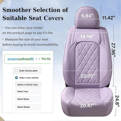 Coverado Car Seat Cover Front Seats, 2-Pack Luxury Faux Leather Seat Covers, Purple Car Seat Cover, Waterproof Car Seat Protectors, Driver Front Seat Cover Universal Fit for Most Cars, Purple