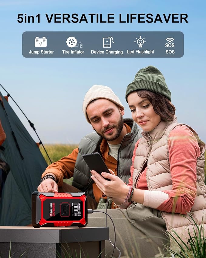 GOOLOO A3 Jump Starter with Air Compressor, 3000A Portable Car Battery Booster (9.0 Gas/6.5L Diesel) with 150PSI Auto-Shutoff Tire Inflator, 12V Supersafe Lithium Jump Box Car Battery Jumper Starter