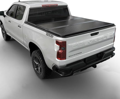 Toptiny Hard Folding Truck Bed Tonneau Cover |THTF030|Fits Chevy/GMC Silverado/Sierra 1500(2007-2026) 2500 3500 HD(2007-2019), Works w/MultiPro/Flex Tailgate 6' 7" Bed (79.4")