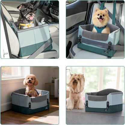 A4Pet Small Dog Car Seat for Small Dogs - Dog Booster Car Seat for Small Dogs Under 25, Portable Dog Crate for Car Seat with Patent Buckles, Clip-On Safety Leash, Pet Travel Carrier, Fits Most Cars