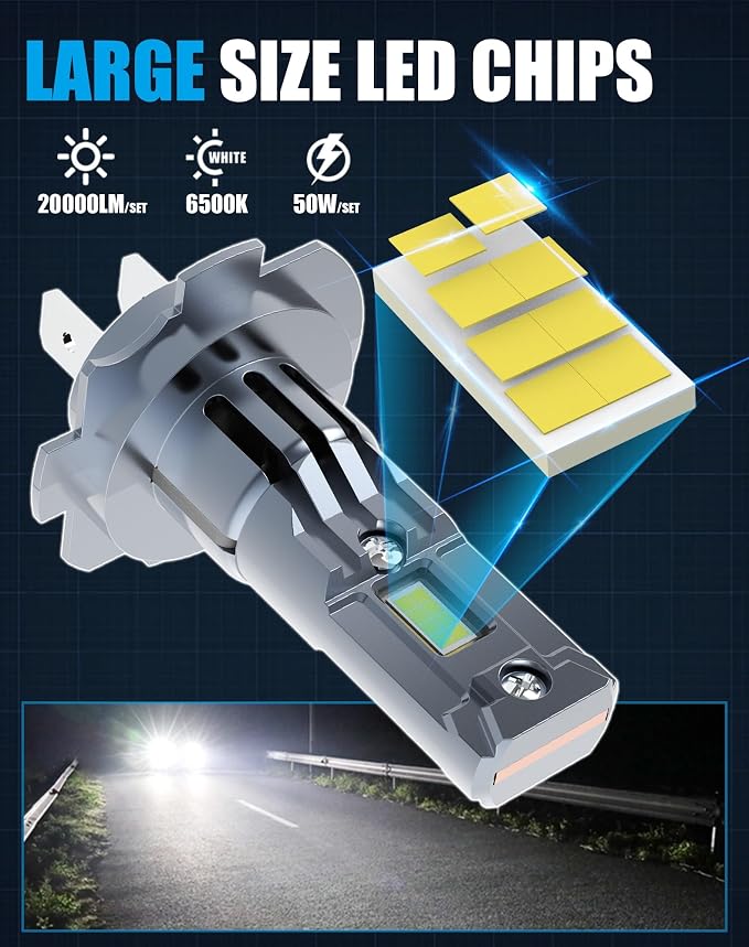 Bulb Combo for BMW 328i 2007 2008 2009 2010 2011 2012 2013 2014 2015 2016 | for halogen H7 High Beam H7 Low Beam and H11 Fog Light Bulbs, 50W 6500k White Plug and Play, 6-Pack