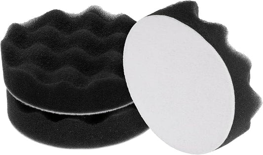 HARFINGTON 3pcs Buffing Sponge Pads 4" Polishing Wheel Waffle Finishing Grip Pad Car Buffer Polisher with Hook and Loop Back for Car Detailing Polishing Waxing, Black