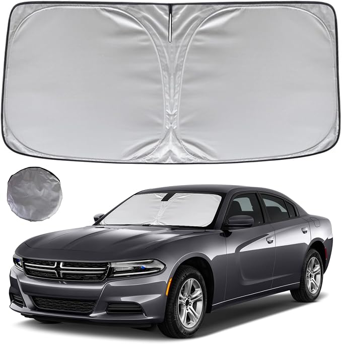 KAYZT Windshield Sun Shade for 2011-2024 Dodge Charger Foldable Sunshade Front Window Custom Fit Car Accessories