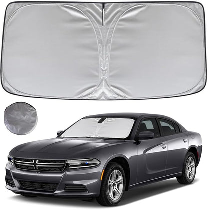 KAYZT Windshield Sun Shade for 2011-2024 Dodge Charger Foldable Sunshade Front Window Custom Fit Car Accessories