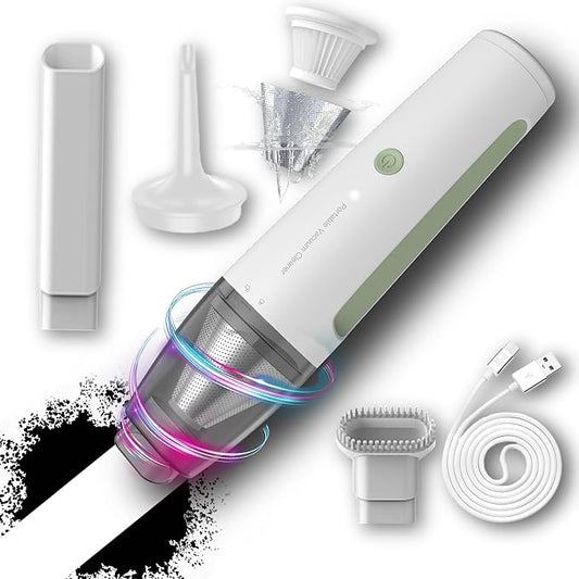 PATO Cordless Handheld Vacuum Cleaner, Mini Car Vacuum with PowerfulSuction, 1800mAh high-CapacitybatteryPortable Dust Collector Pearl White