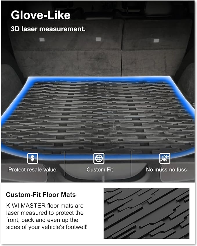 KIWI MASTER Cargo Mat for 2011-2021 Jeep Grand Cherokee, OEM Replacement 82212085, Custom Fit All Weather Rear Cargo Liner, Heavy Duty TPE Tray Trunk Mat, Black