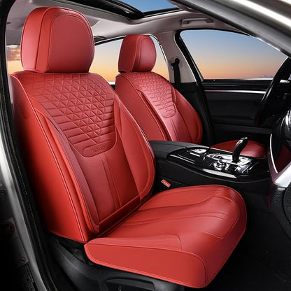 FLORICH Car Seat Covers for Front Seats, Universal Seat Cushion 2 Seats, Car Seat Protector Waterproof, Premium Leather Automotive Seat Covers for Most Cars, Sedans, SUVs, and Trucks-Red